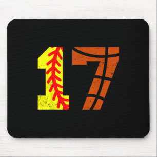 Softll Sketll Number 17 Jersey Funny 17th Birthday Mouse Mat