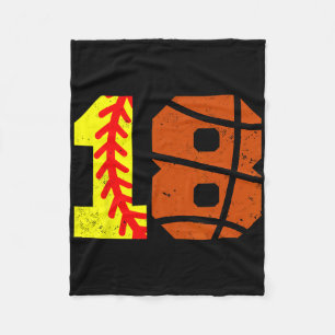 Softll Sketll Number 18 Jersey Funny 18th Birthday Fleece Blanket