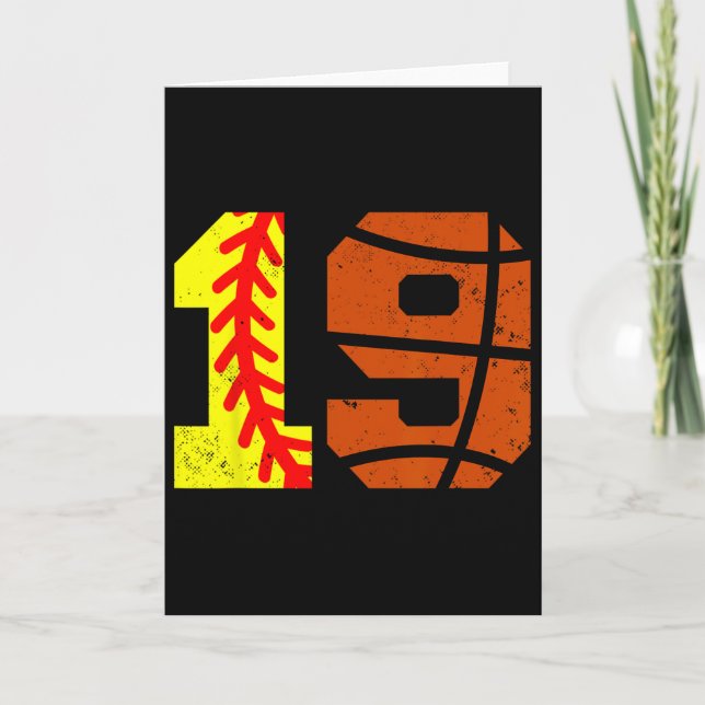 Softll Sketll Number 19 Jersey Funny 19th Birthday Card (Front)