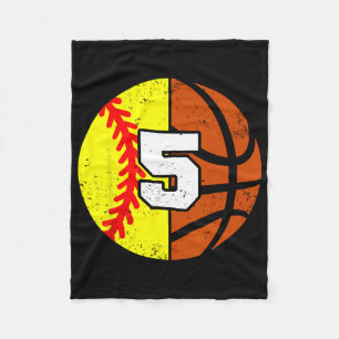 Softll Sketll Number 5 Jersey Funny 5th Birthday  Fleece Blanket