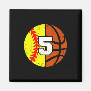 Softll Sketll Number 5 Jersey Funny 5th Birthday Magnet