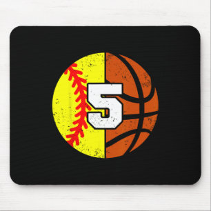 Softll Sketll Number 5 Jersey Funny 5th Birthday Mouse Mat