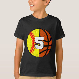 Softll Sketll Number 5 Jersey Funny 5th Birthday T-Shirt