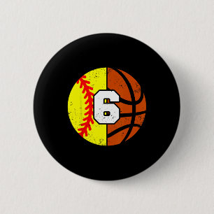 Softll Sketll Number 6 Jersey Funny 6th Birthday Cm Round Badge