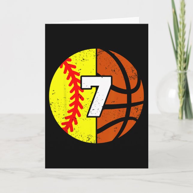Softll Sketll Number 7 Jersey Funny 7th Birthday  Card (Front)