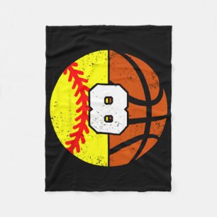 Softll Sketll Number 8 Jersey Funny 8th Birthday Fleece Blanket