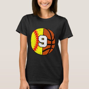 Softll Sketll Number 9 Jersey Funny 9th Birthday  T-Shirt