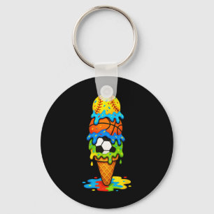 Softll Sketll Soccer Ice Cream Drip Summer Game Da Key Ring