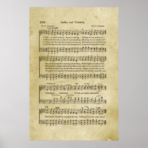 Softly and Tenderly Gospel Sheet Music Poster