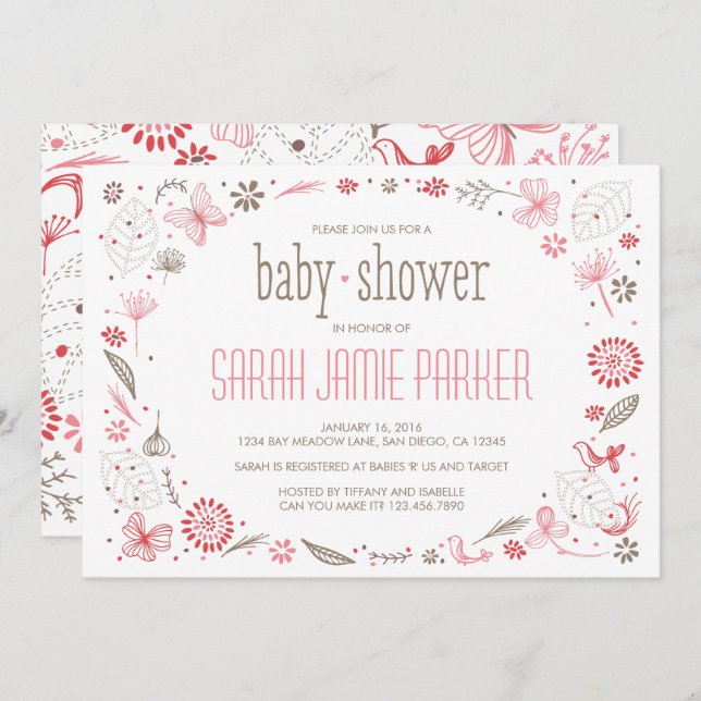 Softly Blooming Pink Nature Bouquet Invitation (Front/Back)
