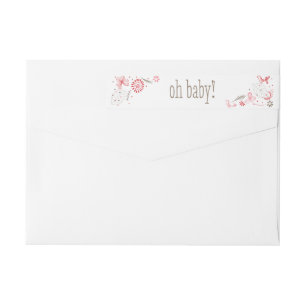 Softly Blooming Pink Nature Bouquet New Baby Wrap Around Label