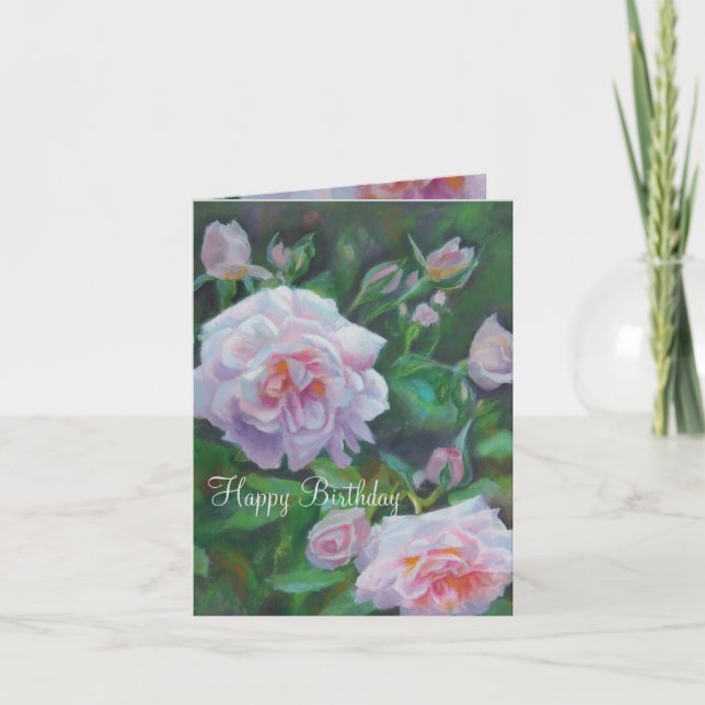 Softly Pink Rose Birthday Card (Front)