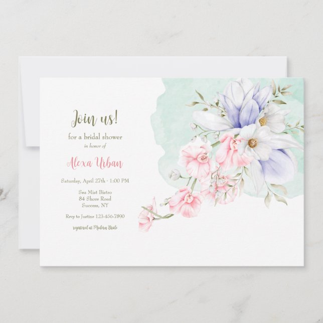 Softly Spoken Floral Invitation (Front)