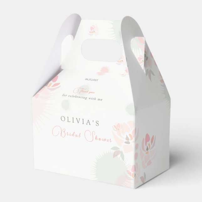 Softness Tea Roses Bridal Shower Favour Box (Front Side)