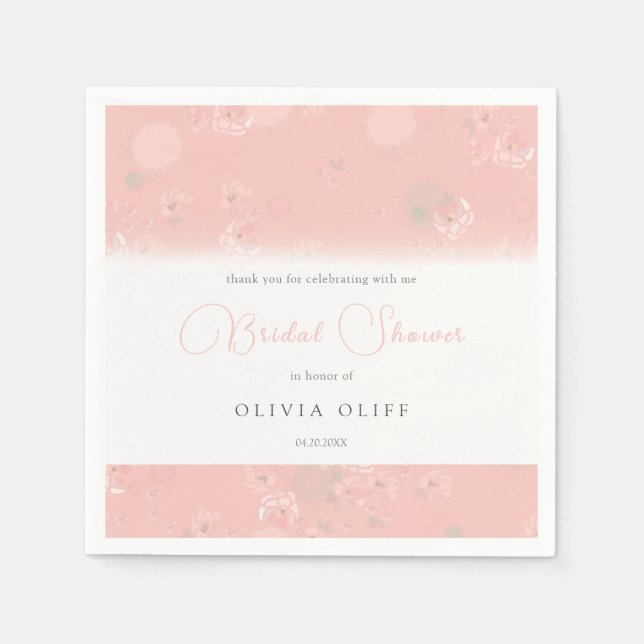 Softness Tea Roses Bridal Shower Napkin (Front)