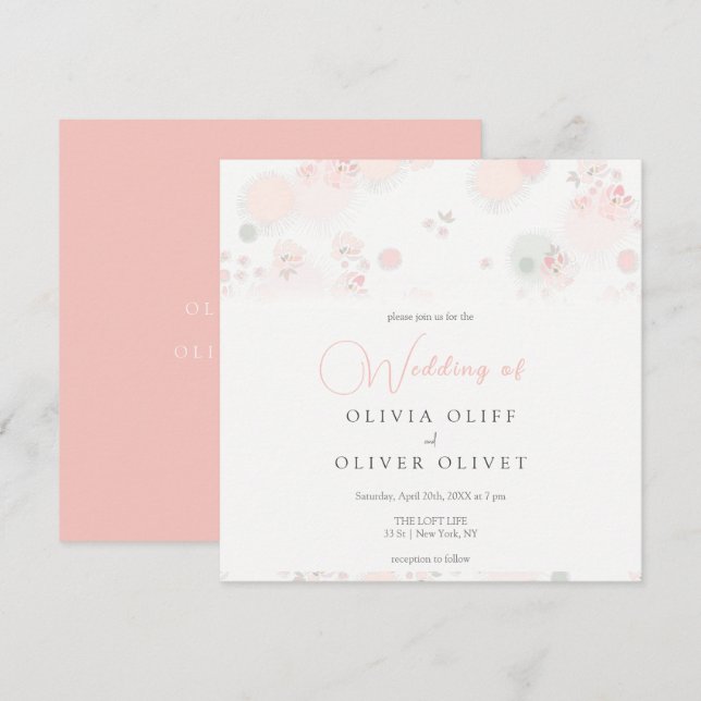 Softness Tea Roses Wedding Invitation (Front/Back)