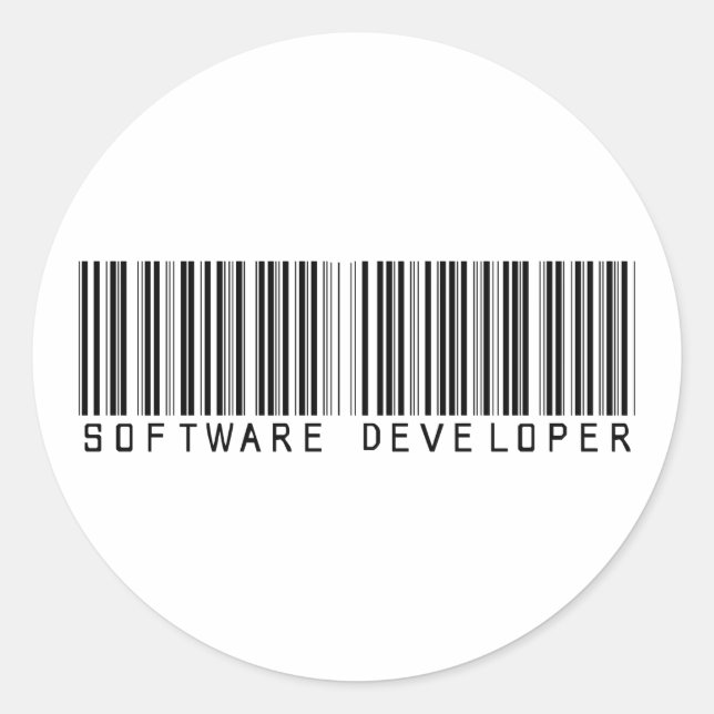 Software Developer Bar Code Classic Round Sticker (Front)