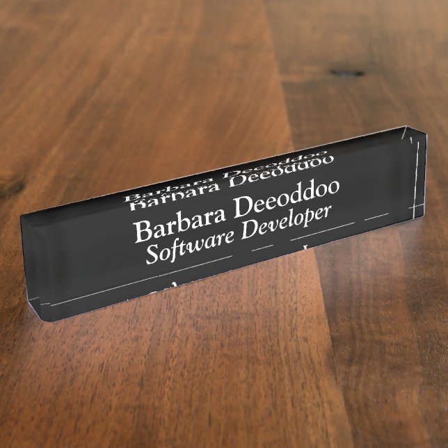 Software Developer Black Acrylic Nameplate (Side)