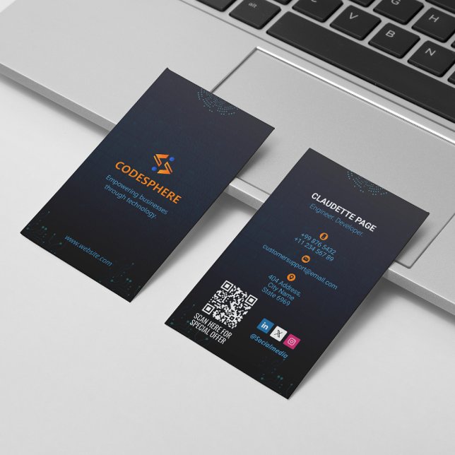 Software Developer Business | Modern Blue Potrait Business Card (Creator Uploaded)