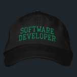 Software Developer Computer Programmer Typography  Embroidered Hat<br><div class="desc">SOFTWARE DEVELOPER embroidered text in a green colour.</div>