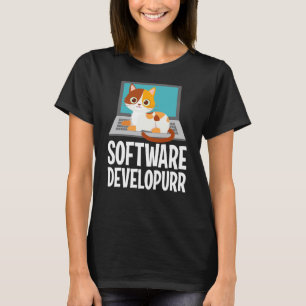 Software Developer Programming Joke Cute Cat Lapto T-Shirt