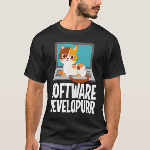 Software Developer Programming Joke Cute Cat Lapto T-Shirt