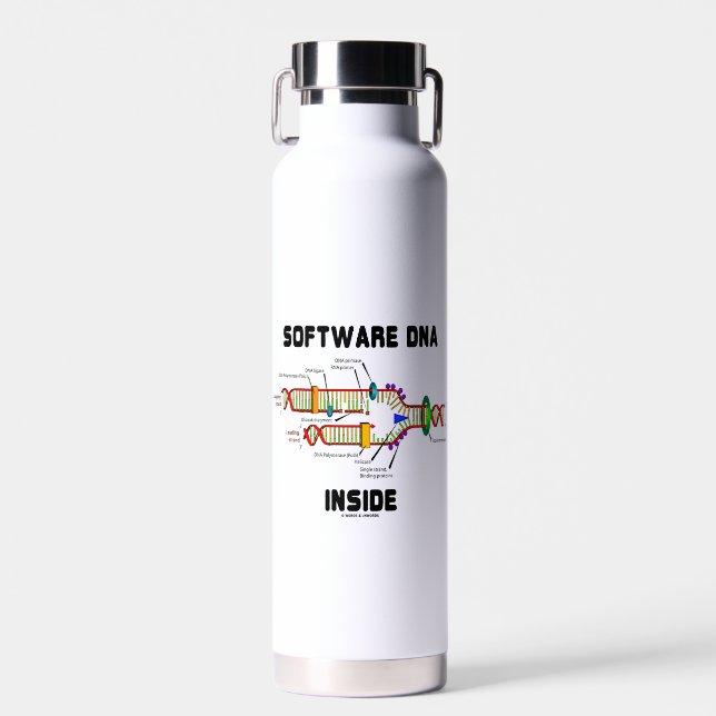 Software DNA Inside DNA Replication Humour Water Bottle (Front)