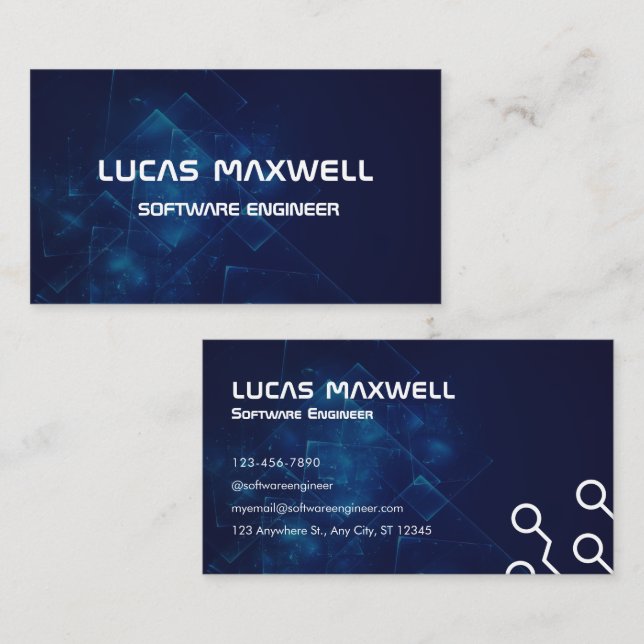 Software Engineer Business Cards Dark Blue (Front/Back)
