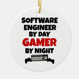 Software Engineer by Day Gamer by Night Ceramic Tree Decoration