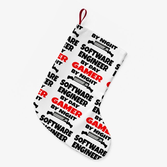 Software Engineer by Day Gamer by Night Small Christmas Stocking (Front (Hanging))