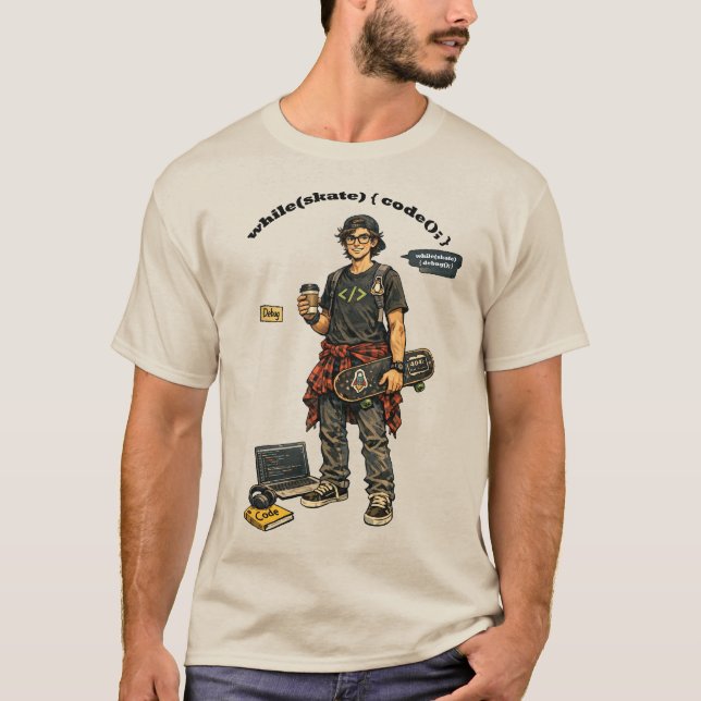 Software Engineer Coder Who Goes Skateboarding URM T-Shirt (Front)