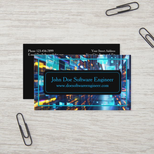 Software Engineer Cyber Security Business Card (Front/Back In Situ)