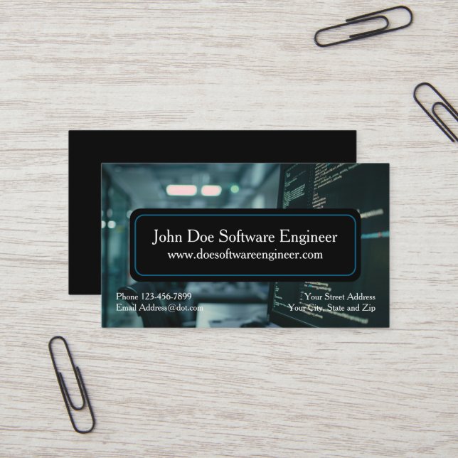 Software Engineer Cyber Security Business Card (Front/Back In Situ)
