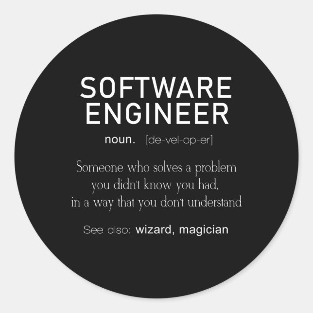 Software Engineer Definition Coder Definition Classic Round Sticker (Front)