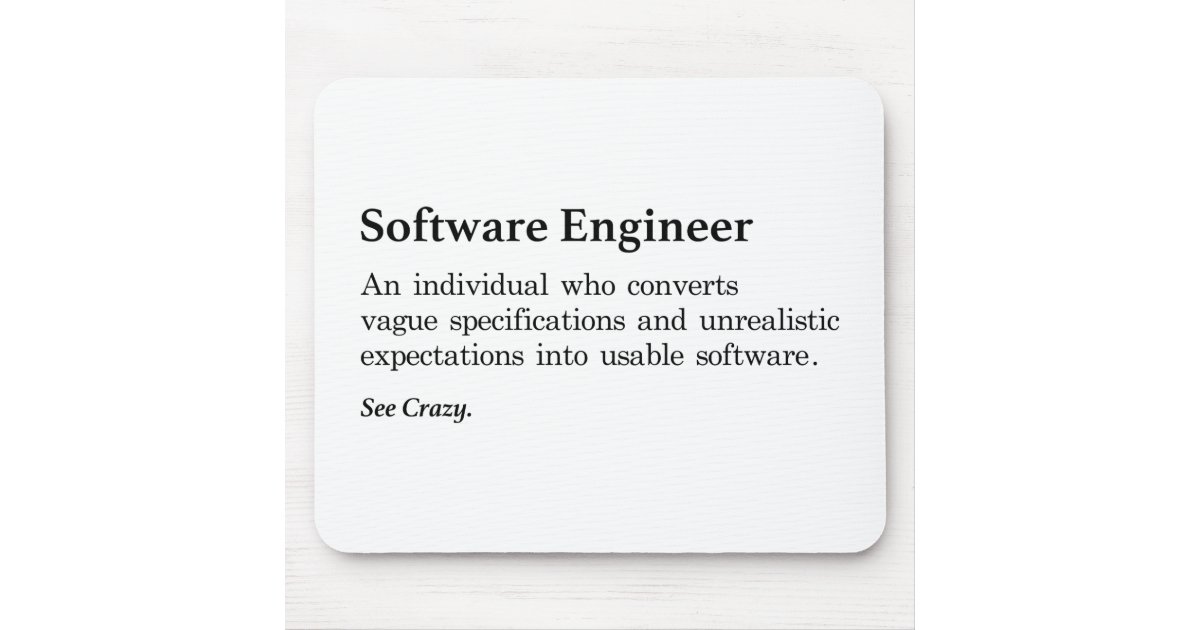 Software Engineer Definition Mouse Mat Zazzle