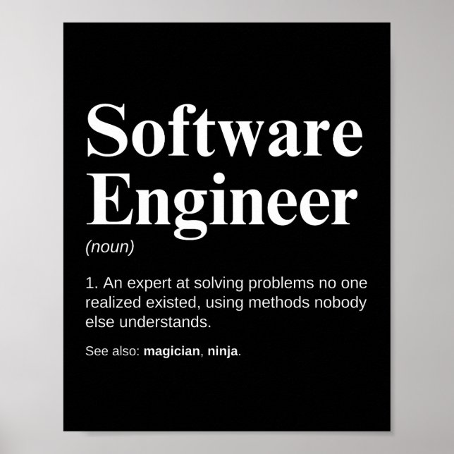 Software Engineer Funny Engineering Definition Poster (Front)