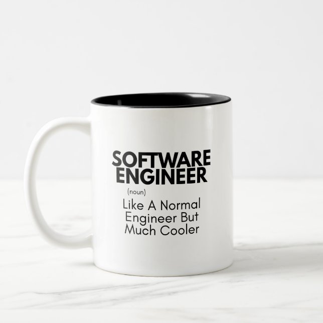 Software Engineer, funny Engineering  Two-Tone Coffee Mug (Left)
