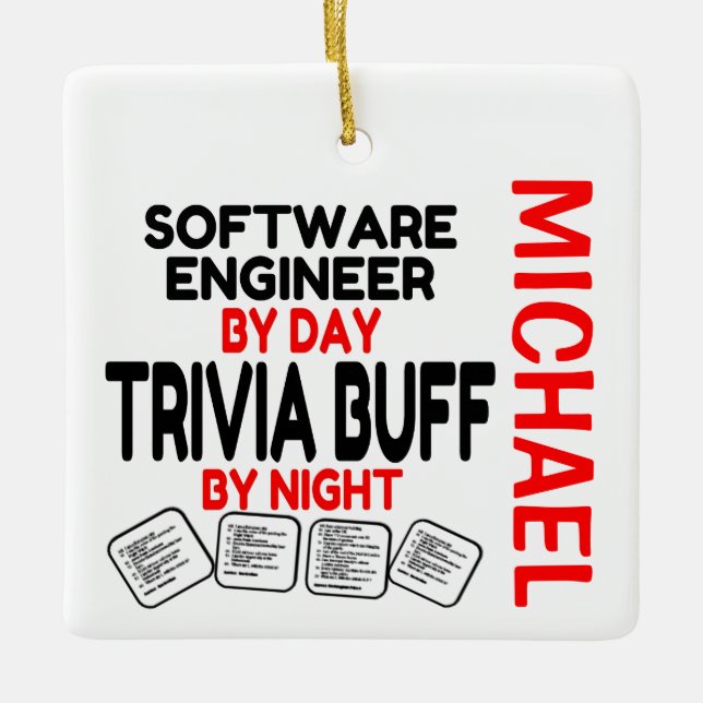 Software Engineer Loves Playing Trivia CUSTOM Ceramic Ornament (Front)