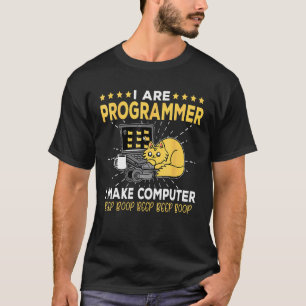 Software Engineer Orange Cat Programmer Make Compu T-Shirt