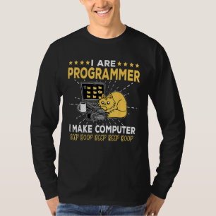 Software Engineer Orange Cat Programmer Make Compu T-Shirt
