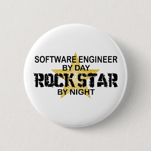 Software Engineer Rock Star by Night 6 Cm Round Badge