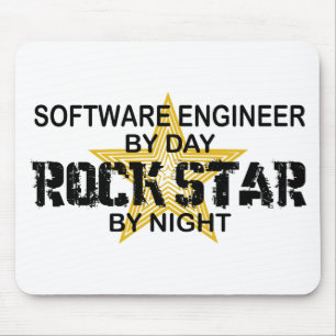 Software Engineer Rock Star by Night Mouse Mat