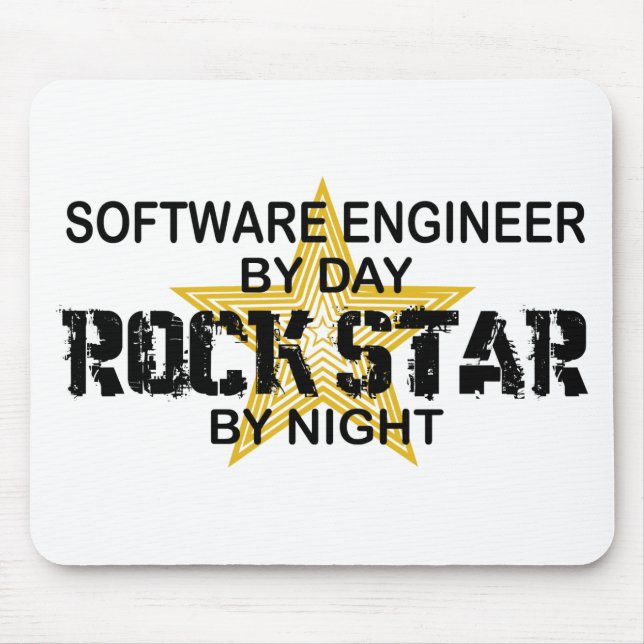 Software Engineer Rock Star by Night Mouse Mat (Front)