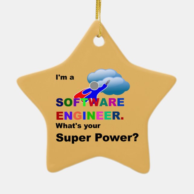 Software Engineer Superhero Ceramic Tree Decoration (Back)
