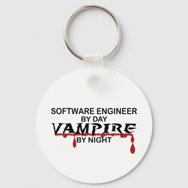 Software Engineer Vampire by Night Key Ring (Front)