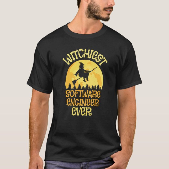Software Engineer Witch Halloween Humour T-Shirt (Front)