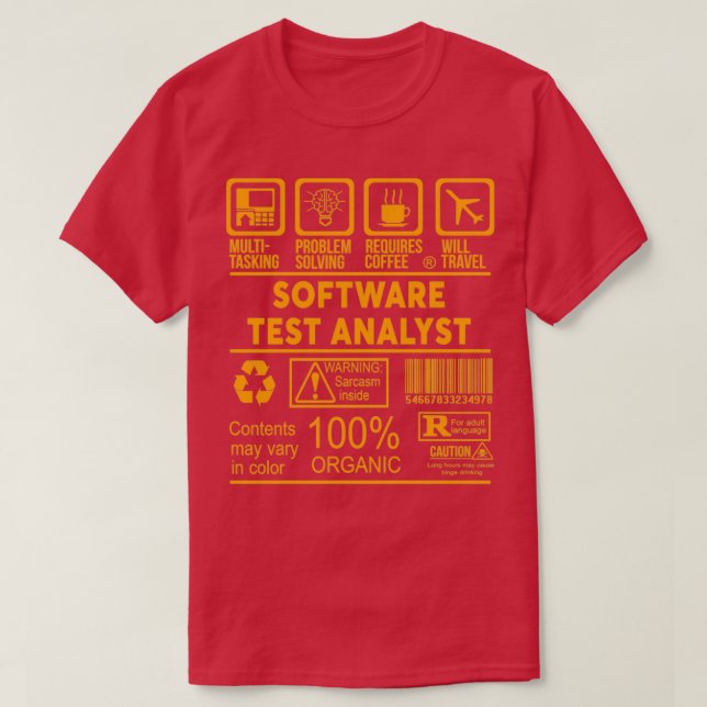 SOFTWARE TEST ANALYST NICE DESIGN 2017 1 T-Shirt (Design Front)