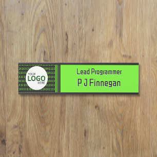 Software theme binary code tech business: own logo door sign