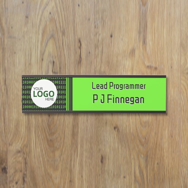 Software theme binary code tech business: own logo door sign (Creator Uploaded)