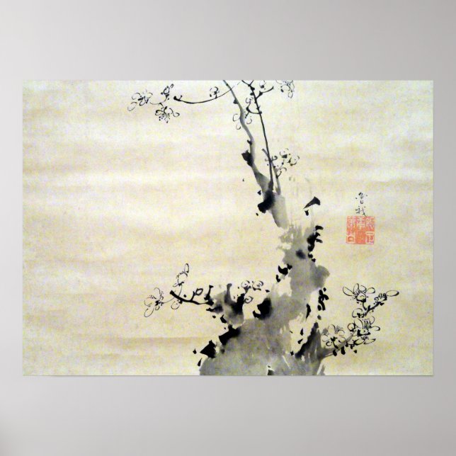 Soga Shohaku Branch of Blossoming Plum Poster (Front)